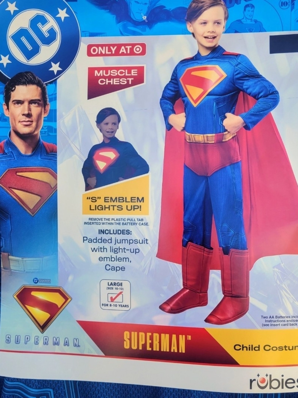 Rubie's Superman Blue and Red Light-Up Muscle Chest Kids Costume